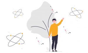 illustration of a man surrounded by energy