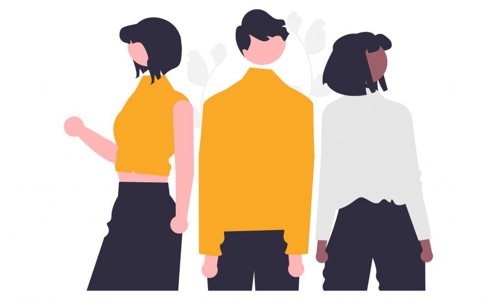 Illustration of a group of 3 people